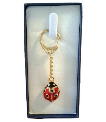 Portachiavi Coccinella Dorata Predan in metallo confezionata in scatola da regalo
