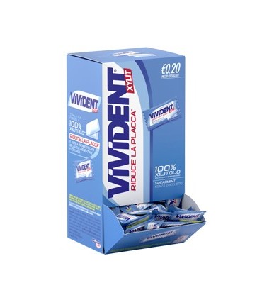 VIVIDENT XYLIT spearmint SENZA ZUCCHERO SFUSE ESPOSITORE BOCCA DI LUPO DA 250 PZ.