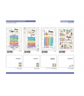 BIGLIETTO BUON COMPLEANNO MARPIMAR CON foil ORO E RILIEVO CONF. 12 PZ. ASSORTITI