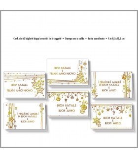 CARTONCINI AUGURALI DOPPI CONF. 60 PZ. ASSORTITI IN 6 SOGGETTI
