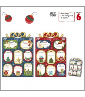 STICKERS BOUTIQUE NATALIZI ADESIVI BLISTER DA 2 FOGLI ASSORTITI CONF. 6 PZ.