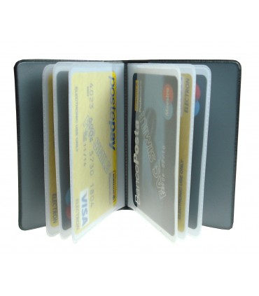 PORTACARD IN PVC IN SIMILPELLE A LIBRO DA 14 SCOMPARTI CONF. 24 PZ. ASSORTITI