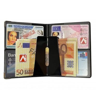 PORTADOCUMENTI E PORTAFOGLI IN SIMILPELLE CONTENE 4 CARD CONF. 16 PZ. COLORI ASSORTITI