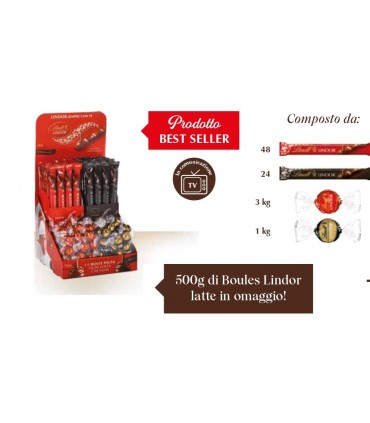 EXPO LINDOR LINDT BAR IMPULSO 280 BOULES + 72 SNACK + 500gr boules lindor omaggio