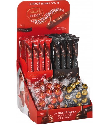 EXPO LINDOR LINDT BAR IMPULSO 280 BOULES + 72 SNACK + 500gr boules lindor omaggio