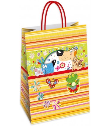 Buste Carta fantasia manico in cordino mis.26x12x35  conf. 25 pz.