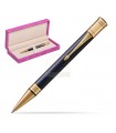 PENNA A SFERA PARKER MOD.DUOFOLD PRESTIGE BLUE GT CHEVRON con finiturE in oro 23K CONFEZIONATA IN ELEGANTE ASTUCCIO REGALO