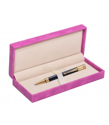 PENNA A SFERA PARKER MOD.DUOFOLD PRESTIGE BLUE GT CHEVRON con finiturE in oro 23K CONFEZIONATA IN ELEGANTE ASTUCCIO REGALO