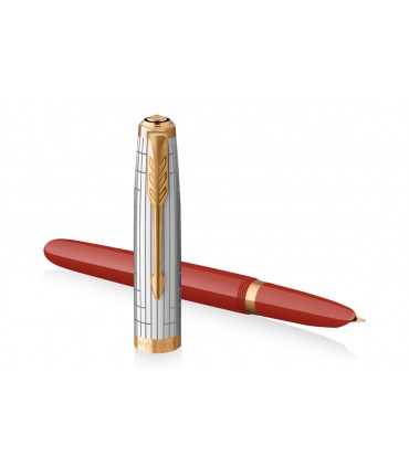 PENNA stilografica PARKER 51 MOD. PREMIUM RED RAGE FUSTO IN RESINA CON CROMATURE DORATE CONFEZIONATA IN ELEGANTE ASTUCCIO REGALO