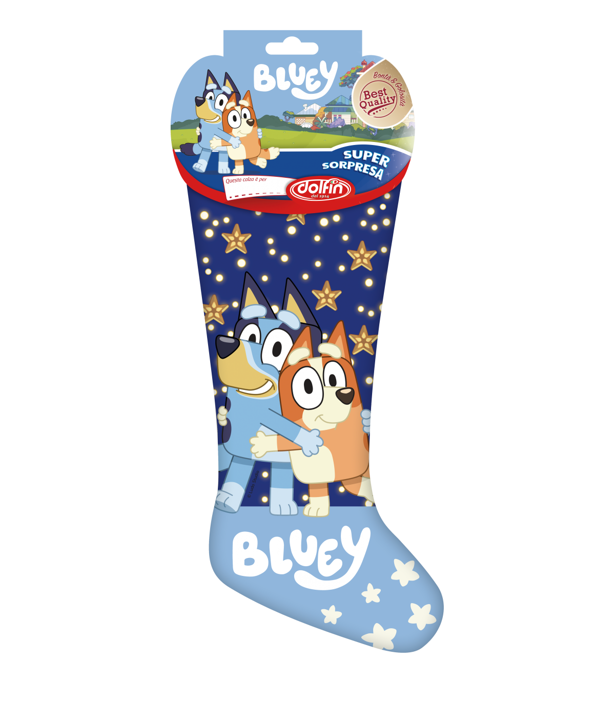 CALZA BEFANA DOLFIN BLUEY 160 GR. CON DOLCI E SORPRESA