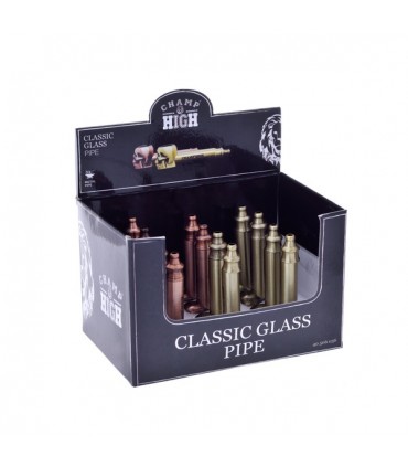 Pipette Champ Skull in Metallo 9 cm Expo da 12 pz. assortite in due colori