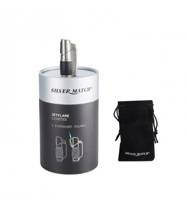 ACCENDINO ELETTRONICO PER SIGARI SILVER MATCH VILNIUS BLUE FLAME IN METALLO EXPO DA 6 PZ. ASSORTITO CON 2 COLORI