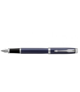 penna PARKER stilografica MOD. im CT IN ACCIAIO con fUSTO BLU CONFEZIONATA IN ELEGANTE ASTUCCIO