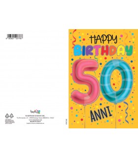 Biglietto Marpimar COMPLEANNO 50 ANNI CON FOIL CONF. 6 PZ. ASSORTITI