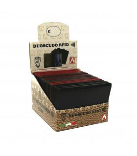 PORTACARD DUO SCUDO SKIN IN SIMILPELLE E TASCHE INTERNE CONF. 20 PZ. COLORI ASSORTITI