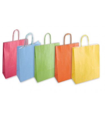 Buste Carta Perlate manico in cordino misura 26x12x35 conf. da 25 pz. ass.