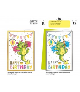 Biglietto CROMO COMPLEANNO CON ROTELLA DA 1 A 10 ANNI 3D CONF. 12 PZ. ASSORTITI