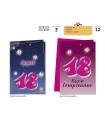 Biglietto CROMO COMPLEANNO 18 ANNI FEMMINILE CON RILIEVO CONF. 12 PZ. ASSORTITI