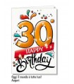 Biglietto CROMO COMPLEANNO 30 ANNI CON GLITTER CONF. 6 PZ.