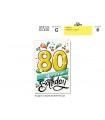Biglietto CROMO COMPLEANNO 80 ANNI CON GLITTER CONF. 6 PZ.