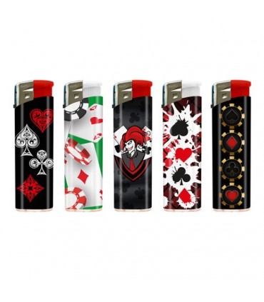 Accendino ELETTRONICO Atomic POKER 2 conf. 50 pz. assortito con 5 grafiche