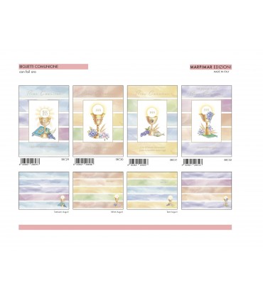 Biglietto Marpimar COMUNIONE con foil oro conf. 12 pz. assortiti