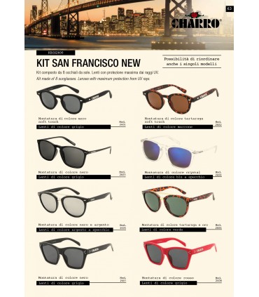 Occhiali da Sole El Charro Kit SAN FRANCISCO Expo da 8 pz. modelli assortiti COME DA FOTO