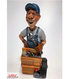 Caricatura Mestieri "Meccanico Gommista" H.15 cm
