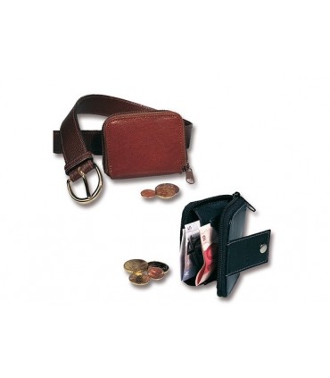 Portamonete in Vera Pella con chiusura a zip Disponibile in 2 oclori