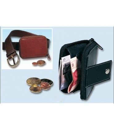 Portamonete in Vera Pella con chiusura a zip Disponibile in 2 oclori