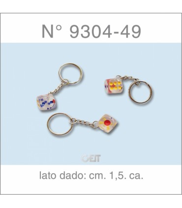 Portachiavi in PLASTICA A FORMA DI DADO CARTELLA DA 12 PZ.
