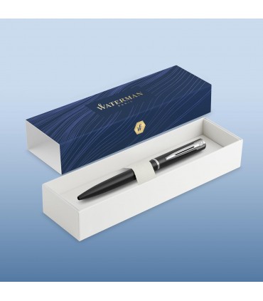 PENNA A SFERA WATERMAN MOD. ALLURE IN METALLO COLORE NERO CONFEZIONATA IN ELEGANTE ASTUCCIO