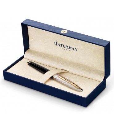 PENNA STILOGRAFICA WATERMAN MOD. CARENE DELUXE COLORE NERO CON CLIP DORATA 23K CONFEZIONATA IN ELEGANTE ASTUCCIO