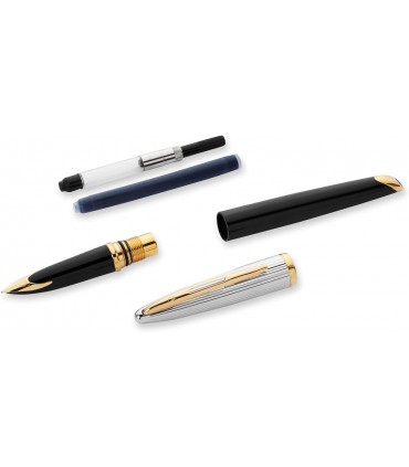 PENNA STILOGRAFICA WATERMAN MOD. CARENE DELUXE COLORE NERO CON CLIP DORATA 23K CONFEZIONATA IN ELEGANTE ASTUCCIO