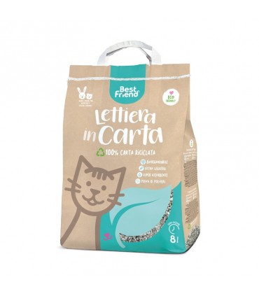 BEST FRIEND CATIGIENICA LETTIERA  CARTA100% RECICLATA  8 L BIODEGRADABILE ,ULTRALEGGERA, SUPER ASSORBENTE PRIVA DI POLVERI.
