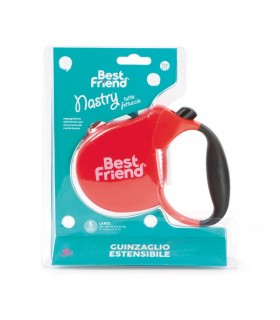 BEST FRIEND NASTRY GUINZAGLIO ESTENSIBILE LARGE 5MT - FINO A 32 KG CON IMPUGNATURA SOFT-TOUCH IN GOMMA SCOPERTA COLORI ASSORTITI
