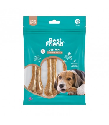 BEST FRIEND - OSSO MINI 3 PZ - CM 11 - 135G CON ALTO TENORE PROTEICO CON CALCIO PER OSSA E DENTI FORTI