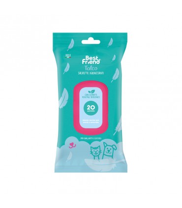 BEST FRIEND SALVIETTE IGIENIZANTI PROFUMO AL TALCO PER CANI,GATTI E CUCCIOLI DA 20PZ.