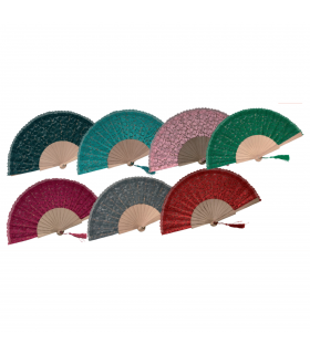 Ventagli in pizzo e manico in legno  conf. 12 pz. assortiti come in foto diametro 42cm