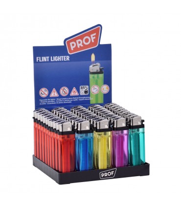 Accendino a Pietrina Prof Trasparente colorato conf. 50 pz. assortito con 5 colori