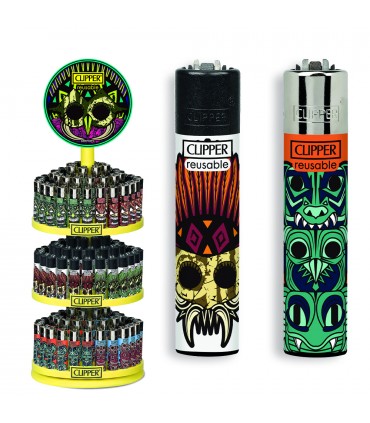 Accendino Clipper LARGE NATIVE TOTEM  Expo Girevole da 144 pz. assortito con 12 grafiche