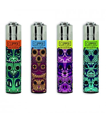 Accendino Clipper LARGE NATIVE TOTEM  Expo Girevole da 144 pz. assortito con 12 grafiche