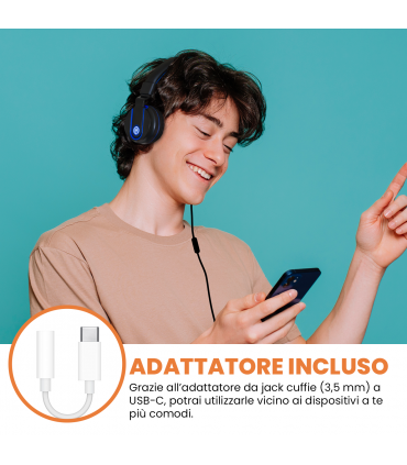 Cuffie Multimediali CON ADATTATORE JACK USB-C CON MICROFONO INTEGRATO F.C. INTER CONFEZIONATE IN ELEGANTE SCATOLA DA REGALO