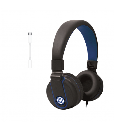 Cuffie Multimediali CON ADATTATORE JACK USB-C CON MICROFONO INTEGRATO F.C. INTER CONFEZIONATE IN ELEGANTE SCATOLA DA REGALO