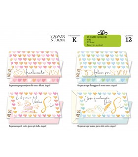 BIGLIETTO CROMO NOZZE PORTASOLDI CON RILIEVO CONF. 12 PZ. ASSORTITI