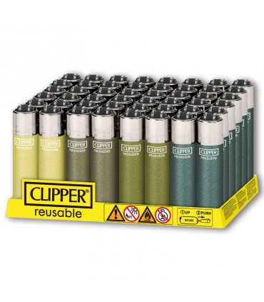 Accendino clipper micro metallic green conf. 48 pz. assortiti in 4 grafiche
