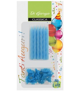 Blister Candeline per Torta da 12 pz. colore Celeste