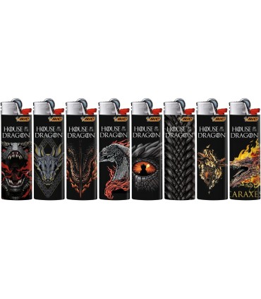 BIC DECORATI HOUSE OF THE DRAGON EXPO A 3 PIANI IN CARTONE PRECARICATO CON 1CF X BIC MINI-SLIM-MAXI TOTALE 150PZ.