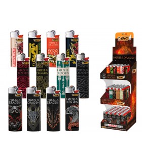 BIC DECORATI HOUSE OF THE DRAGON EXPO A 3 PIANI IN CARTONE PRECARICATO CON 1CF X BIC MINI-SLIM-MAXI TOTALE 150PZ.