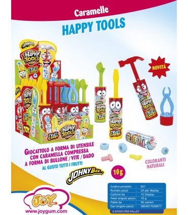 giocattolo a forma di utensile HAPPY TOOLS con caramella 10G. CONF. 24 PZ. assortiti